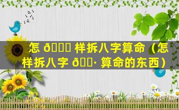 怎 🐒 样拆八字算命（怎样拆八字 🕷 算命的东西）